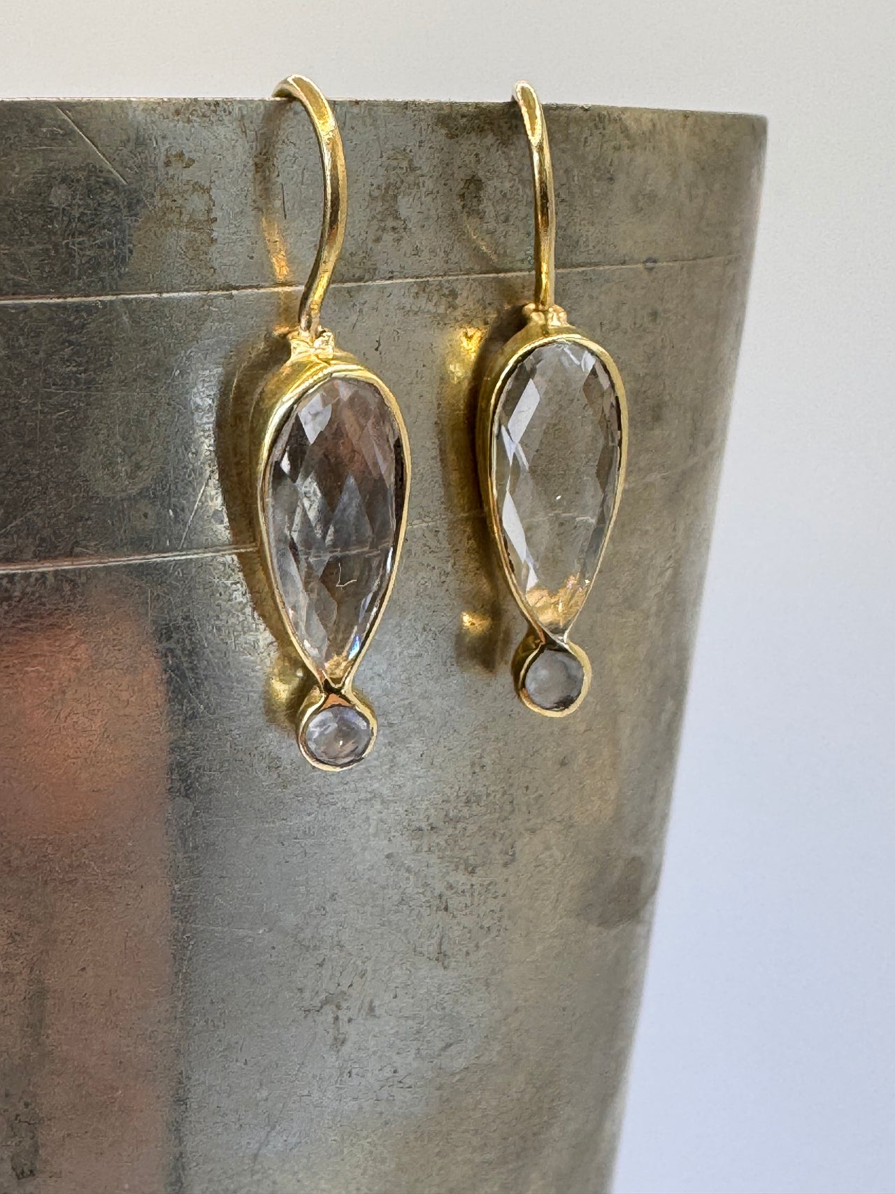 Crystal Gold Teardrop Earrings