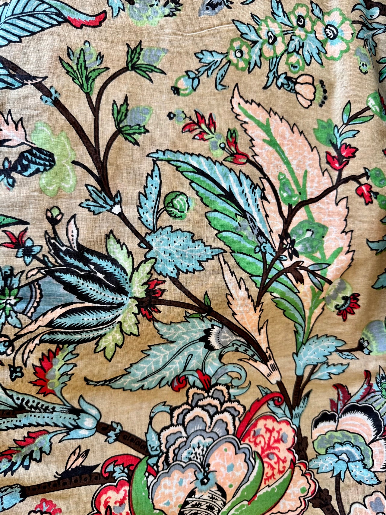 100% Cotton Fabric – Beige Floral
