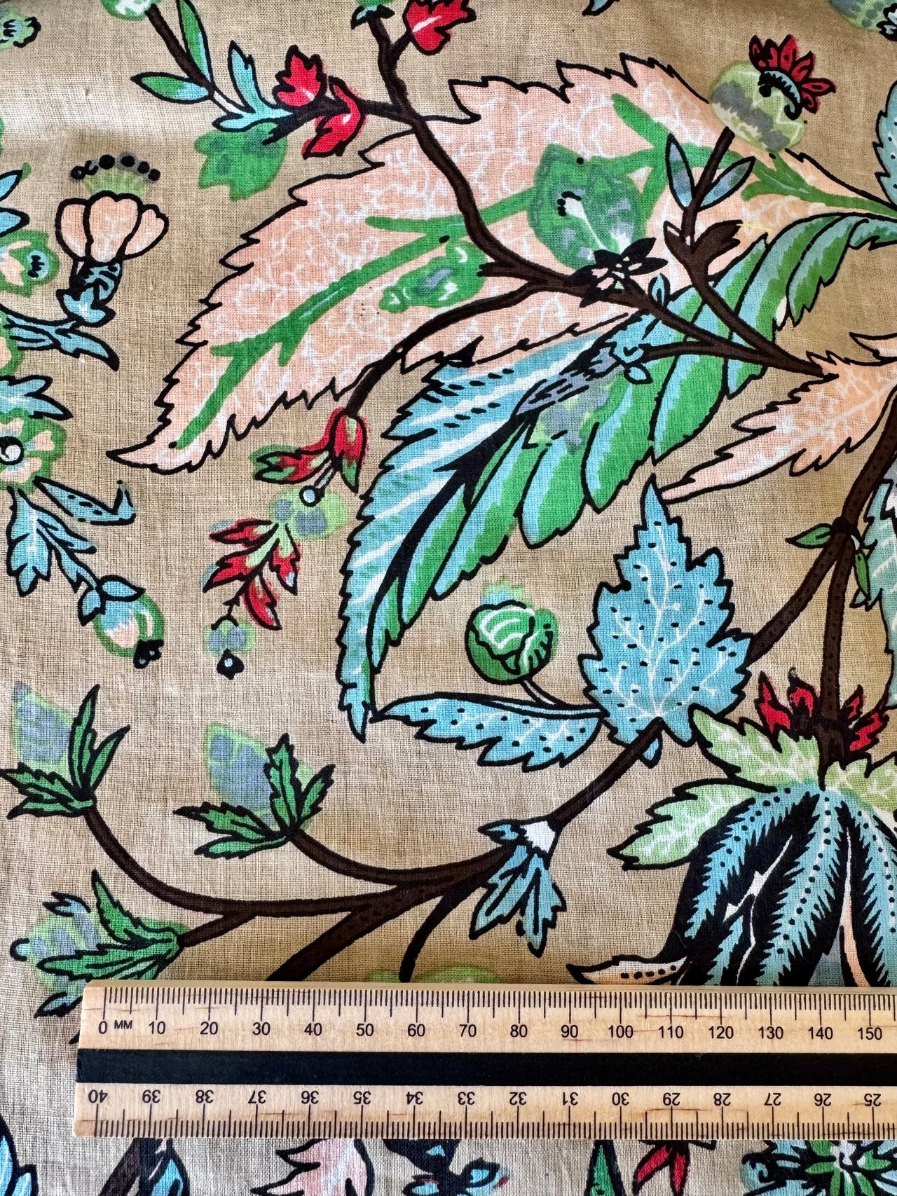 100% Cotton Fabric – Beige Floral