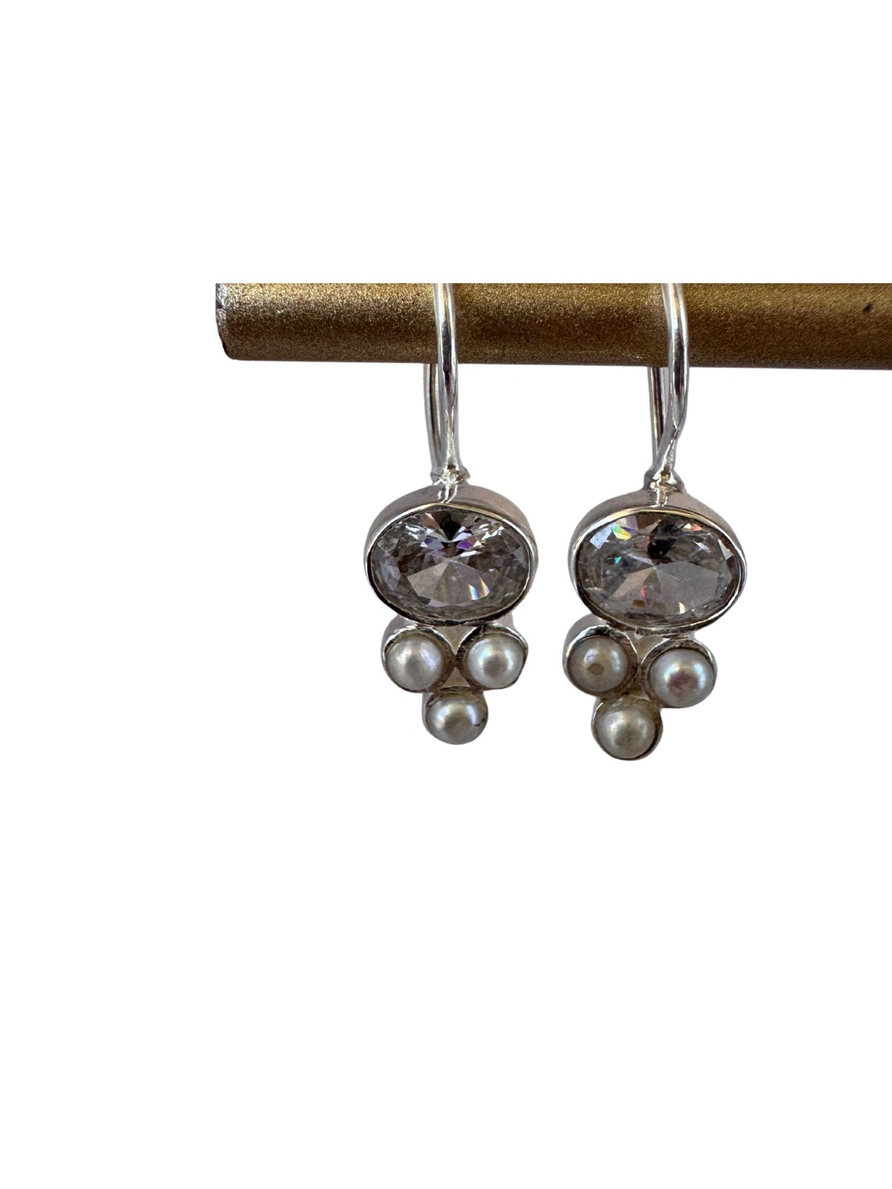 Crystal & Pearl Sterling Silver Earrings
