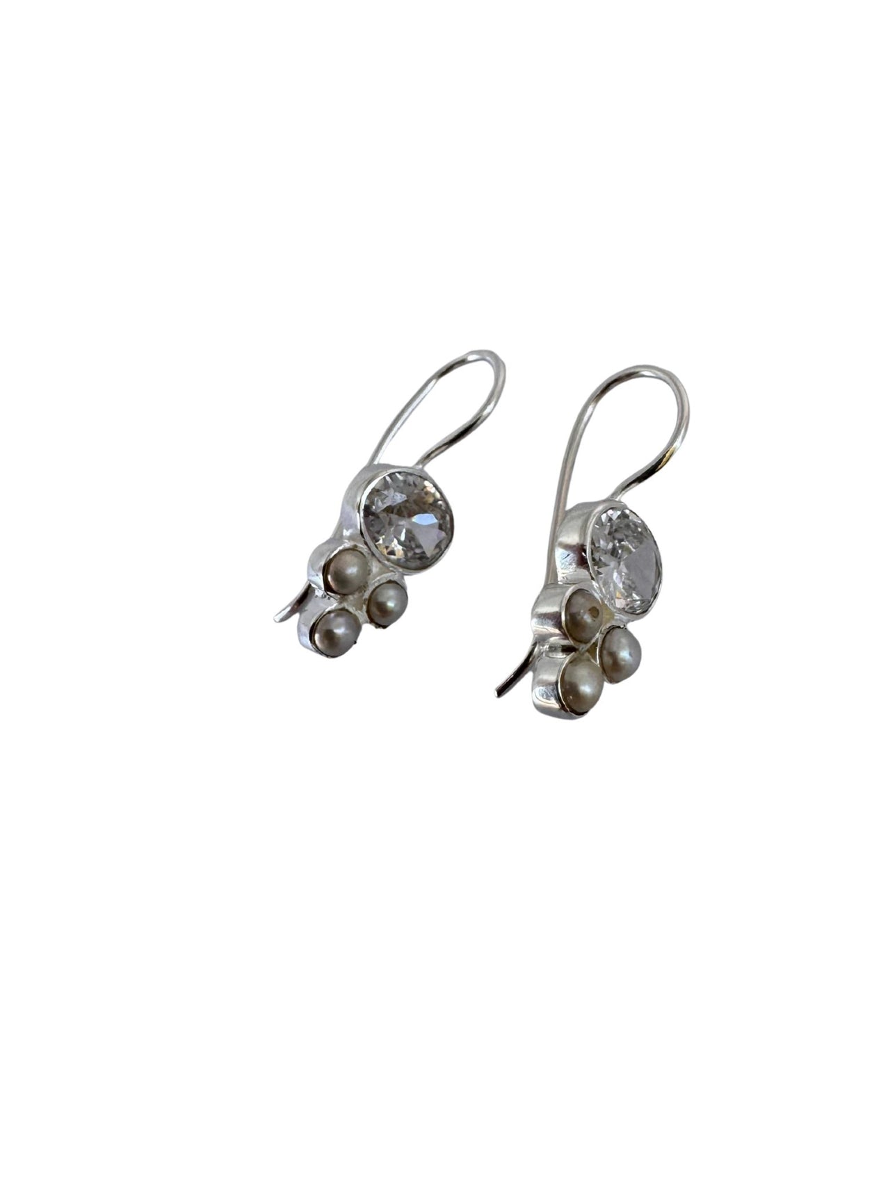 Crystal & Pearl Sterling Silver Earrings