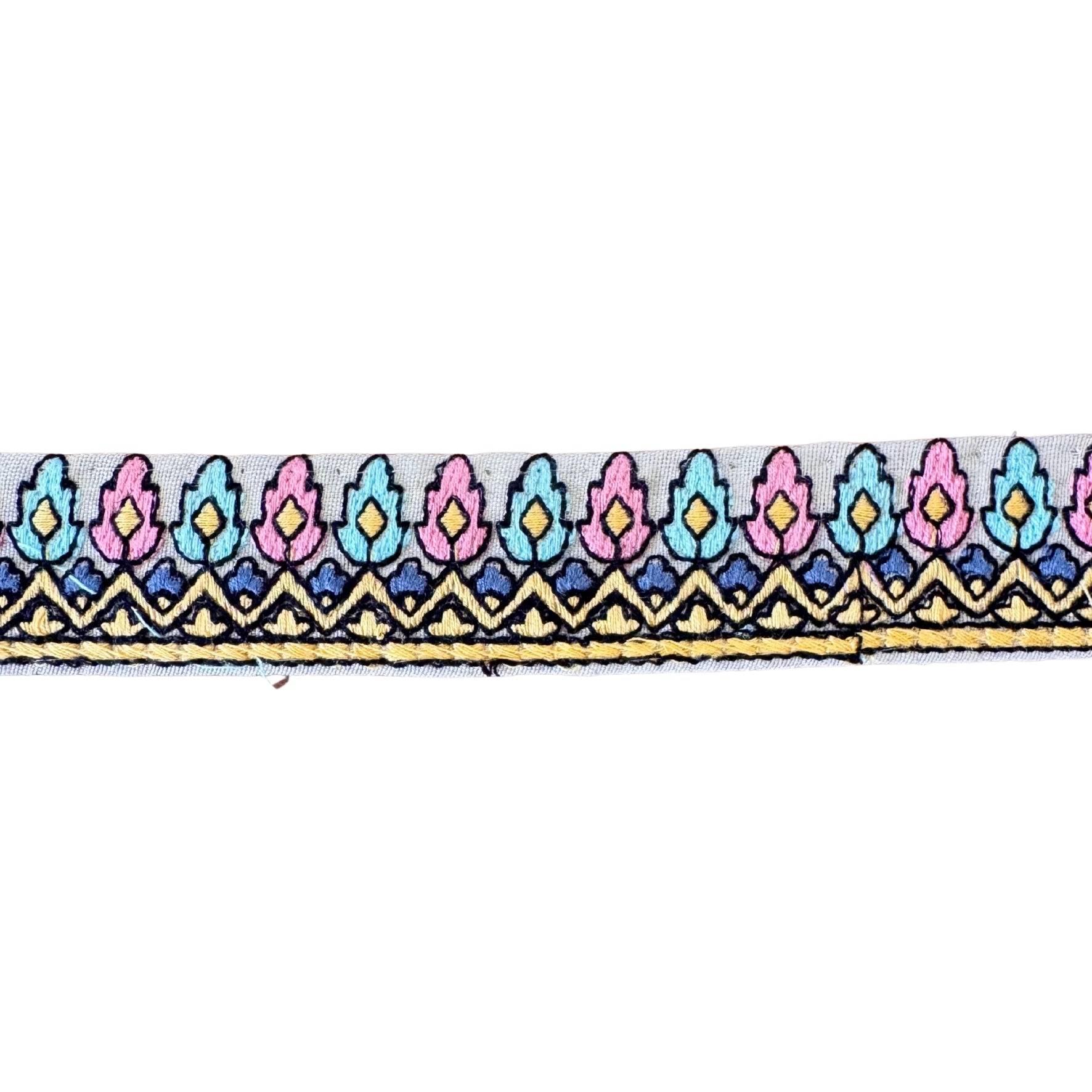 Decorative ribbon with colorful pattern on a white background