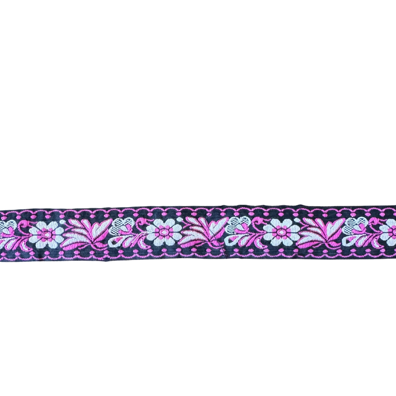 Decorative ribbon with floral pattern on a white background