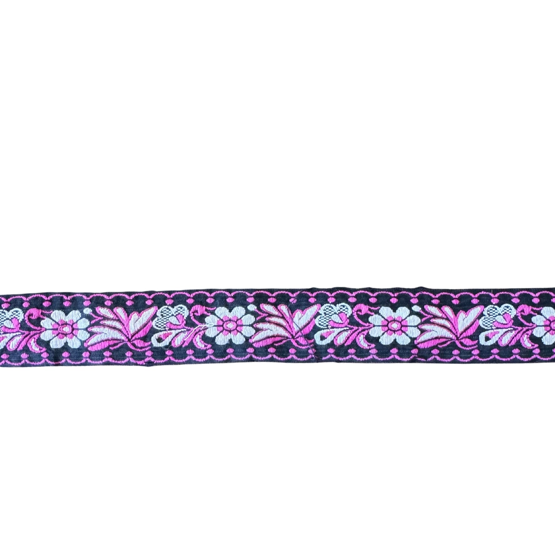 Decorative ribbon with floral pattern on a white background