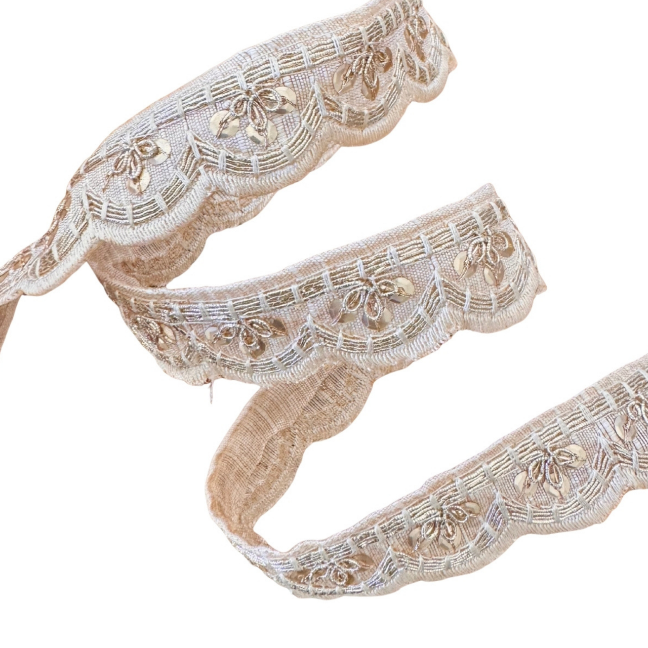 Cream & Gold Sequin Ribbon