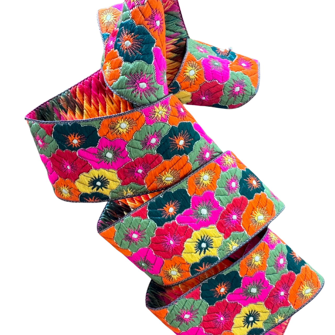 Bright Rainbow Flowers Ribbon