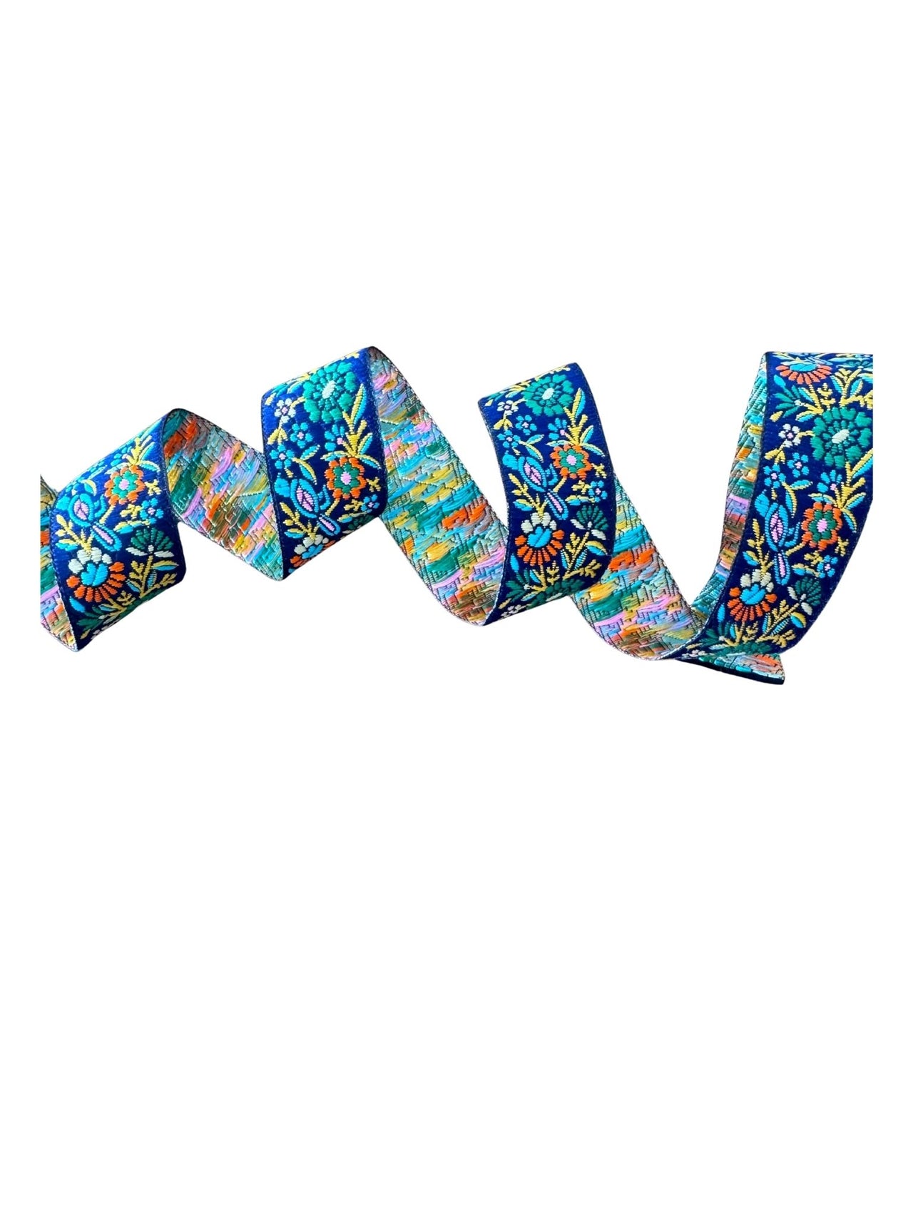Navy Ribbon With Spring Floral