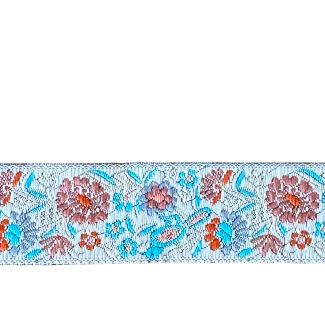 Brown and Turquoise Floral Ribbon