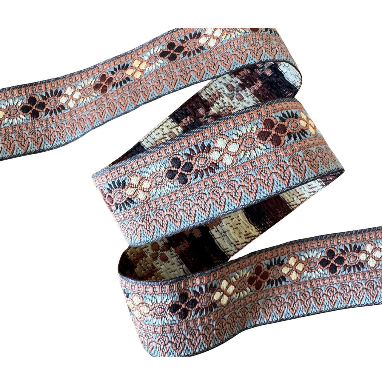 Pale Blue, Beige and Brown Pattern Ribbon
