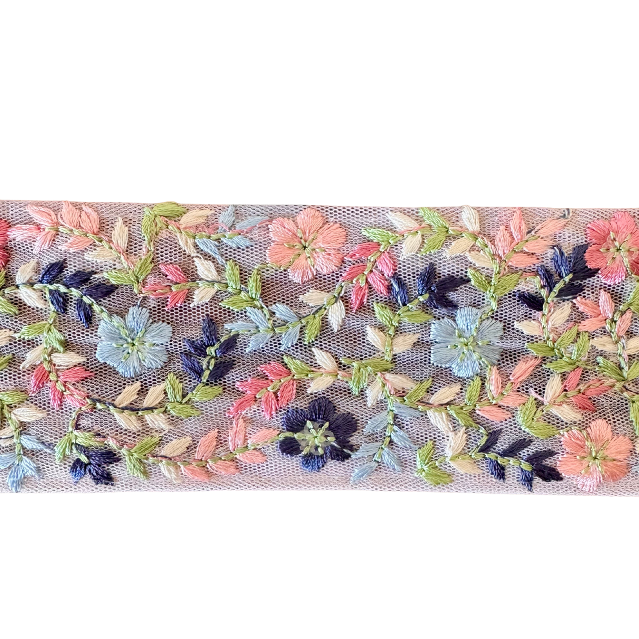 Blue & Orange Tiny Flowers Ribbon