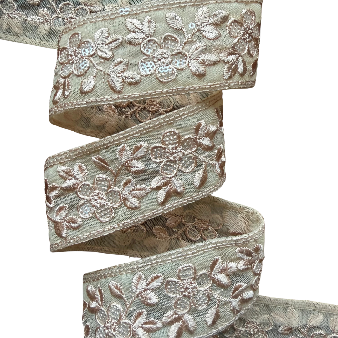 Beige Floral Lace Ribbon