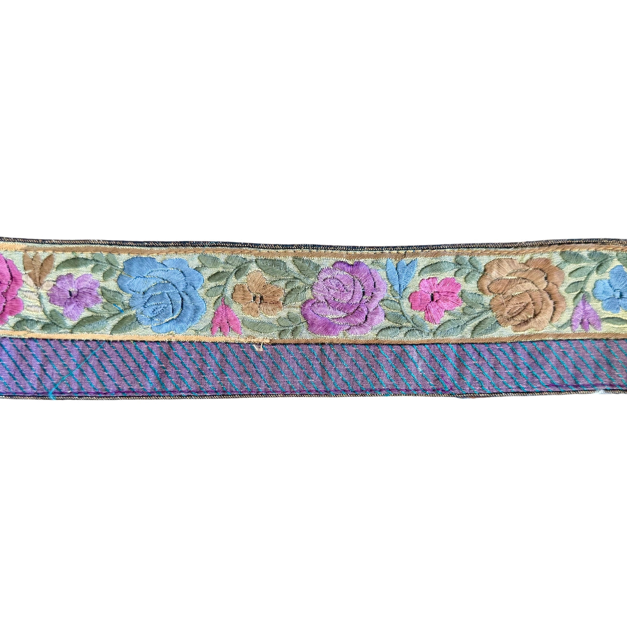 Decorative ribbon with floral pattern on a white background