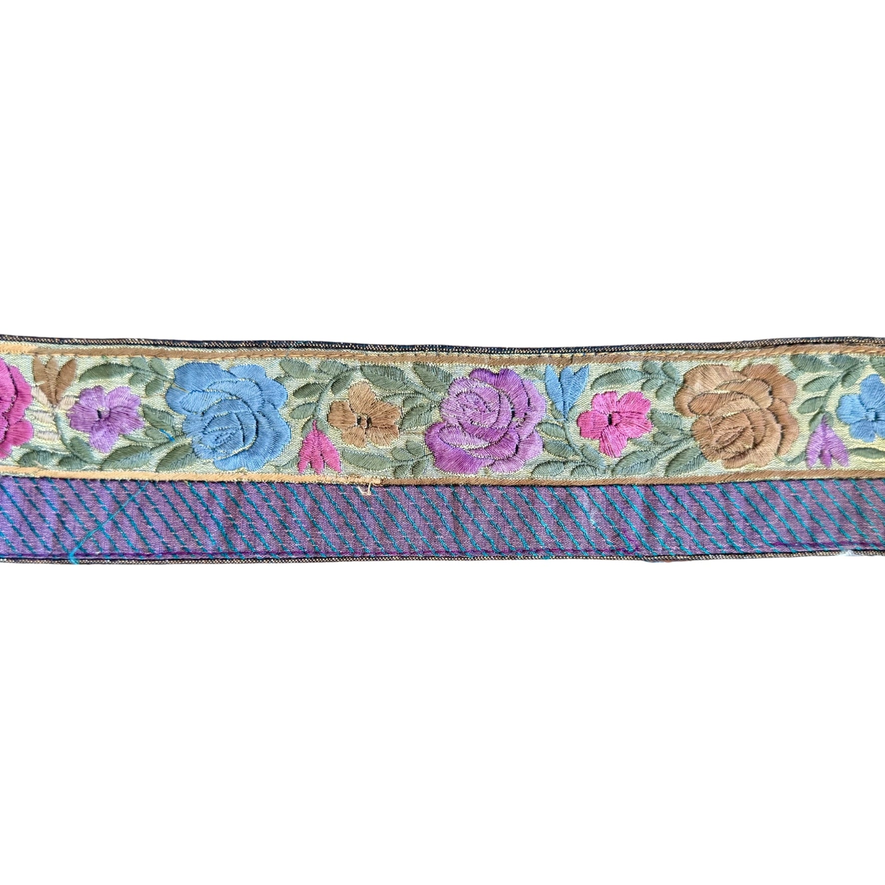 Decorative ribbon with floral pattern on a white background
