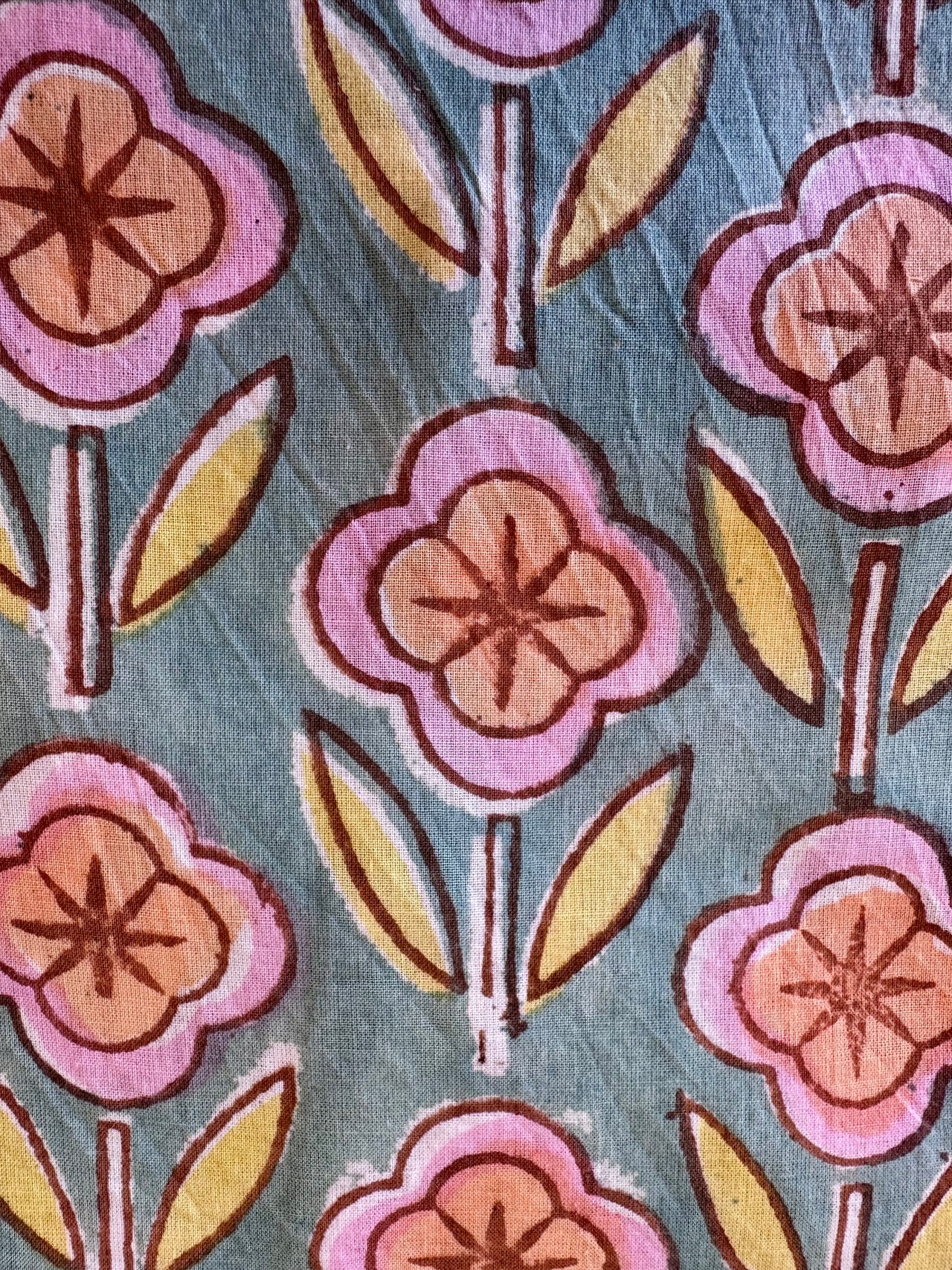 Block Print Cotton Fabric – Pastel Floral